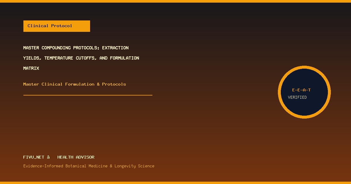 Master Compounding Protocols: Extraction Yields, Temperature Cutoffs, and Formulation Matrix - Practical Protocol Matrix