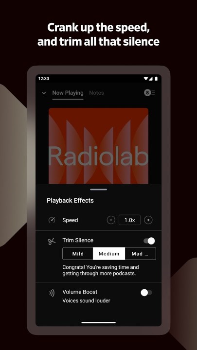 Advanced listening options on Pocket Casts.